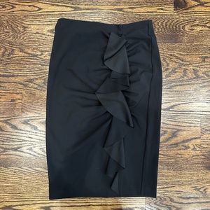 NWOT Vince Camuto Midi Pencil Skirt w ruffle details black